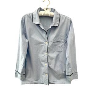 J.CREW Light Blue Pajama Top Cotton Button Down Sleep Shirt Preppy Petite Small